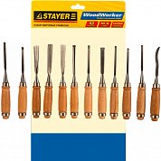 Набор фигурн. стамесок ПРОФИ&nbsp;&nbsp;с дер. руч. 12пред."Staer"